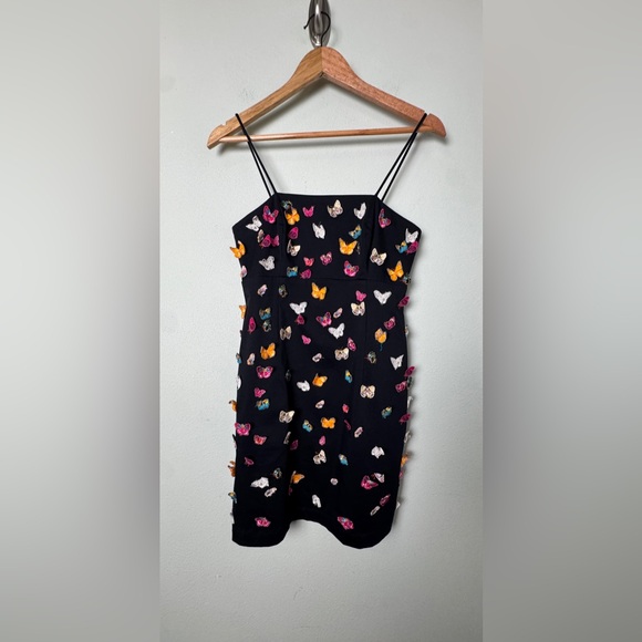 NWT Maeve by Anthropologie The Brynne 3D Spaghetti Strap Dress Black Butterfly 2 - Picture 5 of 15